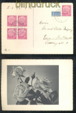 Bund Mi # 179 zwei Paare und EZM auf Postkarte Hilden 5.5.55 (46937)