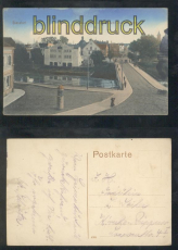 Stassfurt farb-AK Schulzenplatz mit Bodebrcke und Stein-Strasse ca. 1915(d7753)