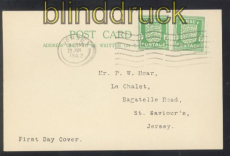 dt. Besetzung 2. WK Jersey Mi # 1 waagerechtes Paar auf FDC-Karte (47364)