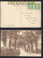 dt. Besetzung 2. WK Jersey Mi # 1 waagerechtes Paar auf FDC-Karte (47365)