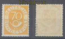 Bund Mi #  136 postfrisch 70 Pfennig Posthorn geprft Schlegel BPP (47441)