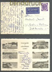 Bund Mi #  129 Einzelfrankatur EF auf Luftpostkarte Travemnde 1953 (47619)