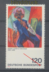 Bund Mi #  823 I postfrisch Kirchner mit Plattenfehler verkrztes T (47781)