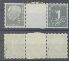 Bund Zusammendruck Mi # WZ 15 b Y II postfrisch Heuss gepr. Schlegel BPP (47788)