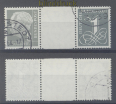 Bund Zusammendruck Mi # WZ 15 b Y II gestempelt Heuss gepr. Schlegel BPP (47790)