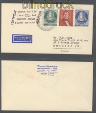 Berlin Mi #  74, 76 und 78 Luftpost-Erstflug Frankfurt 2.6.1951 (47741)
