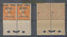 Memel Mi #  21 y postfrisch waagerechtes Paar vom Unterrand geprft Pet (47646)