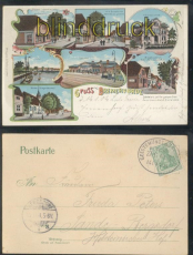 Bremervrde farb-Litho-AK sieben Ansichten Bahnpost 1904 (d7880)
