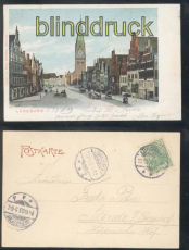 Lneburg farb-AK Teilansicht mit Kirche 1903 (d7889)