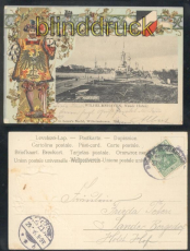 Wilhelmshaven farb-Prge-AK Neuer Hafen Bahnpost 1904 (d7894)