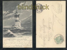 Rothesand Leuchtturm vor der Wesermndung sw-AK 1904 (d7946)