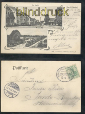 Horst-Bahnhof sw-AK zwei Anischten Bahnpost 1904 (d7943)