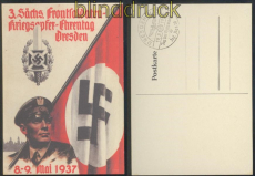 dt. Reich farb-AK Schs. Frontsoldaten-Kriegsopfer-Ehrentag Dresden 1937 (47547)