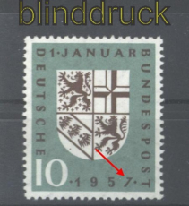 Bund Mi #  249 I postfrisch Plattenfehler Anstrich der 7 verk�rzt (30440)