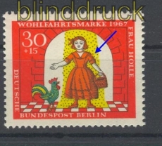 Berlin Mi # 312 I postfrisch Plattenfehler Kerbe am Oberarm (17498)