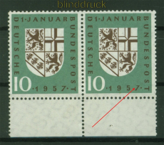 Bund Mi #  249 I postfrisch im Paar vom Unterrrand mit Plattenfehler (48422)