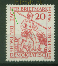 DDR Mi #  544 II postfrisch Tag der Briefmarke 1956 Plattenfehler (48611)