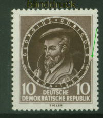 DDR Mi #  497 III postfrisch Georgius Agricola Plattenfehler (48610)
