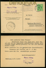 Bi-Zone AM-Post Mi #  3 EF Ortspostkarte Hamburg 23.3.1946 (48503)