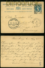 Indien Aufdruck-GSK Bombay 14.12.1895 Sea Post Office nach Berlin (48691)