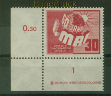 DDR Mi #  250 DZ postfrisch 60 Jahre 1. Mai mit Druckerzeichen (49082)
