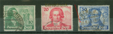 Berlin Mi #  61/63 gestempelt Goethe-Satz mit # 63 I Plattenfehler (49120)