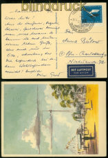 Bund Mi #  207 EF auf Luftpostpostkarte Hannover 26.4.1955 nach Berlin (49030)