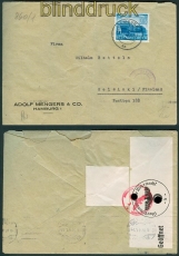 dt. Reich Mi # 767 Auslands-Zensur-Brief Hamburg 1941 (26909)