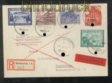 dt. Reich Mi # 704, 713, 715, 736 y und 737 Eil-R-Brief R-Brief Weienfels Feldpoststempel (44069)
