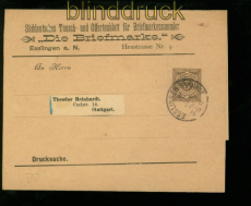 Wrttemberg Privat-Streifband # PS 2 B1/013 Die Briefmarke Esslingen 1896(49205)