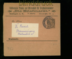 Wrttemberg Privat-Streifband # PS 2 B1/028 Die Briefmarke Esslingen 1898(49208)