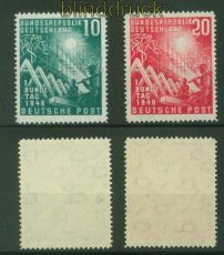 Bund Mi #  111/12 postfrisch Erffnung des ersten Deutschen Bundestages (48767)