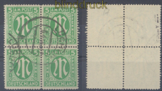 Bi-Zone AM-Post Mi #  12 A gestempelt 4er-Block geprft Hettler BPP (49347)