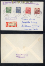 Bund Heuss lumogen Mi # 179 y bis 260 y auf 2 Satz-R-Briefen Lingen (49502)