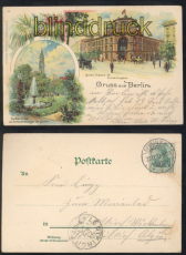 Berlin farb-Litho-AK Gruss aus .... zwei Ansichten 1902 (d8041)