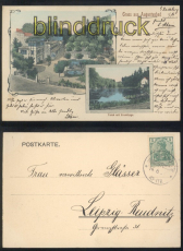 Augustusbad farb-AK Gruss aus .... zwei Ansichten Liegau ohne Jahreszahl (d8047)