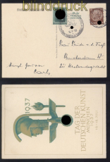 dt. Reich Mi # 648 und 518 Auslands-AK Tag der Deutschen Kunst 1937 (49717)