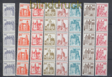 Bund Mi #  913/1141 postfrisch Burgen & Schlsser kplt in 21 5er-Streifen(49911)