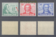Berlin Mi #  61/63 postfrisch Goethe-Satz mit # 61 I Plattenfehler (50050)