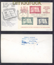 UNO New York Mi # Block 1 I Ersttagsbrief FDC (50075)