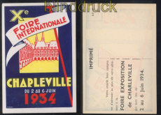 Frankreich Charleville Xe Foire Internationale 1934 Ausstellungskarte  (49891)