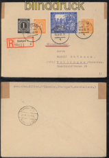 all. Bes. dekorativer Einschreibebrief Stuttgart 15.6.1948 nach Villingen(49882)