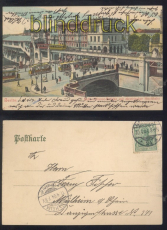 Berlin farb-Litho-AK Belle-Alliance-Brcke mit electrischer Hochbahn 1904(d8070)