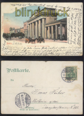 Berlin farb-Litho-AK Brandenburger Thor vom Tiergarten gesehen 1903 (d8072)