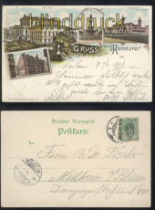 Hannover  farb-Litho-AK Gruss aus ..... 4 Ansichten 1899 (d8091)