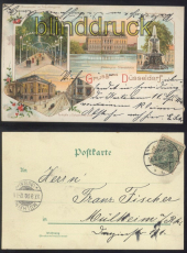 Dsseldorf farb-Litho-AK Gruss aus .... vier Ansichten 1900 (d8107)