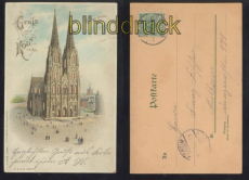 Kln Litho-AK Gruss aus .... Durchscheinkarte Klner Dom 1898 (d8119)