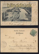 Kln sw-AK Gruss aus ..... Gesamtansicht des Hafens 1898 (d8120)