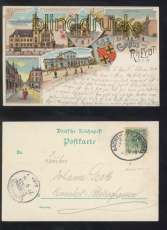 Rheydt farb-Litho-AK Gruss aus .... sechs Ansichten Bahnpost 1898 (d8175)
