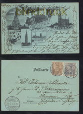 Viersen Mondschein-AK Gruss aus .... fnf Ansichten 1901 (d8176)